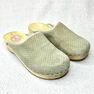 Berkemann Suede Toeffler Clogs Slides Mules-Womens 7-Taupe Beige-Designer-Casual